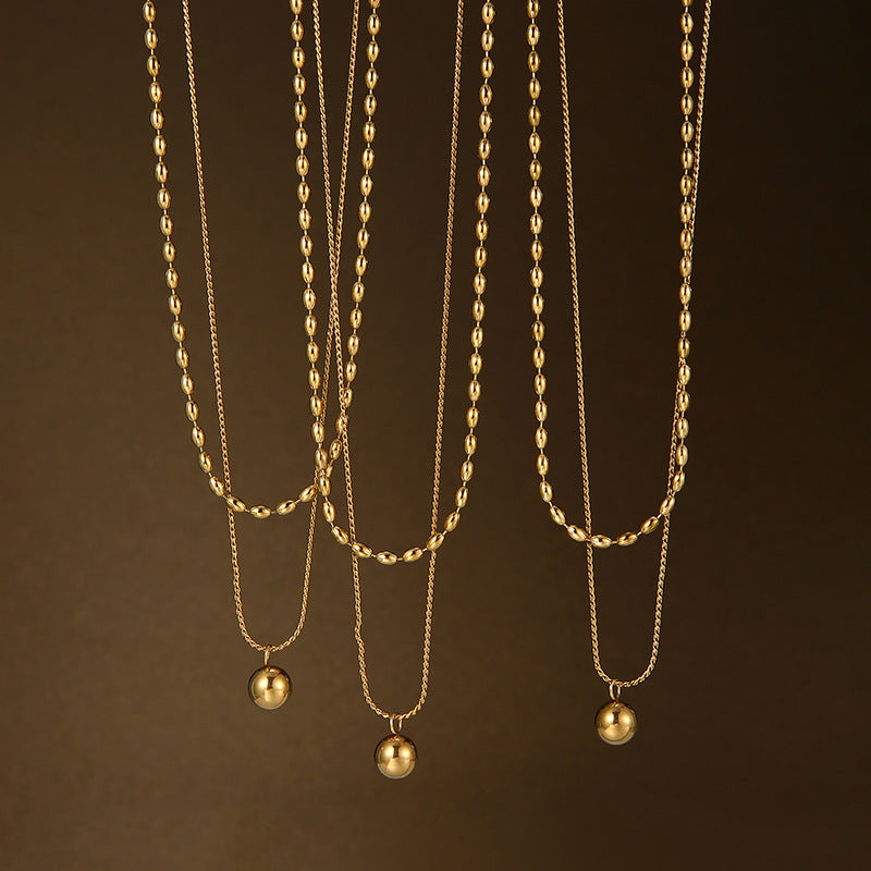 Gold Layered Ball Pendant Necklace