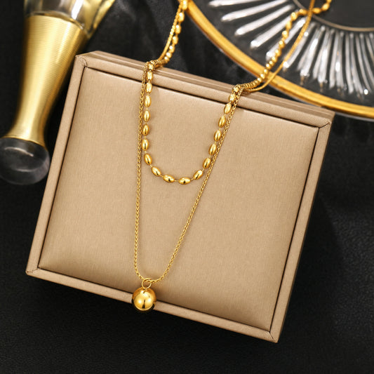 Gold Layered Ball Pendant Necklace