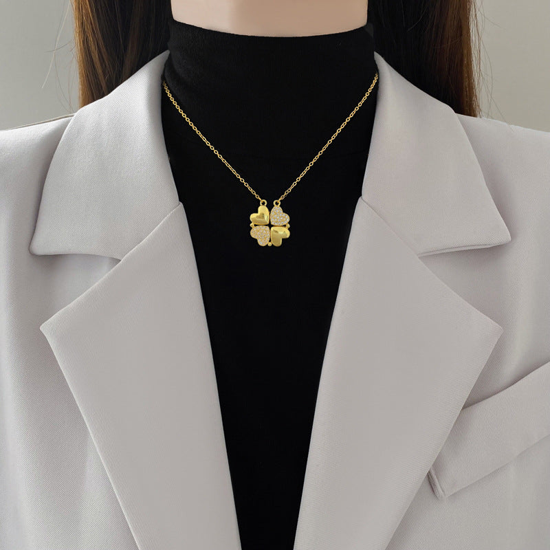 Four-Leaf Clover Heart Necklace