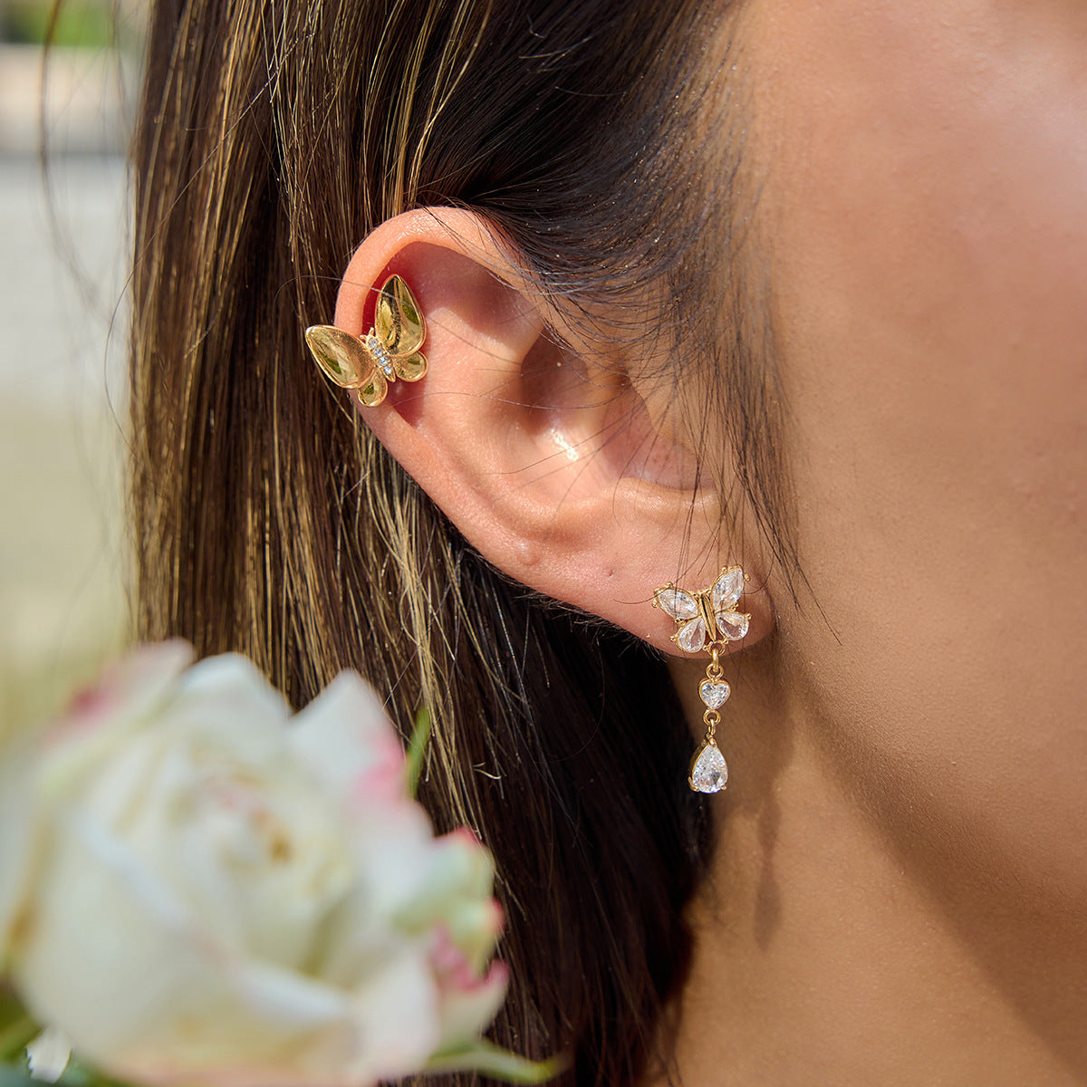 Golden Butterfly Stud Earrings