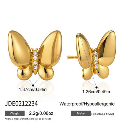 Golden Butterfly Stud Earrings