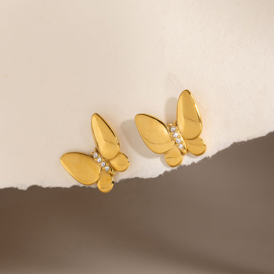 Golden Butterfly Stud Earrings