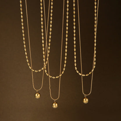 Gold Layered Ball Pendant Necklace