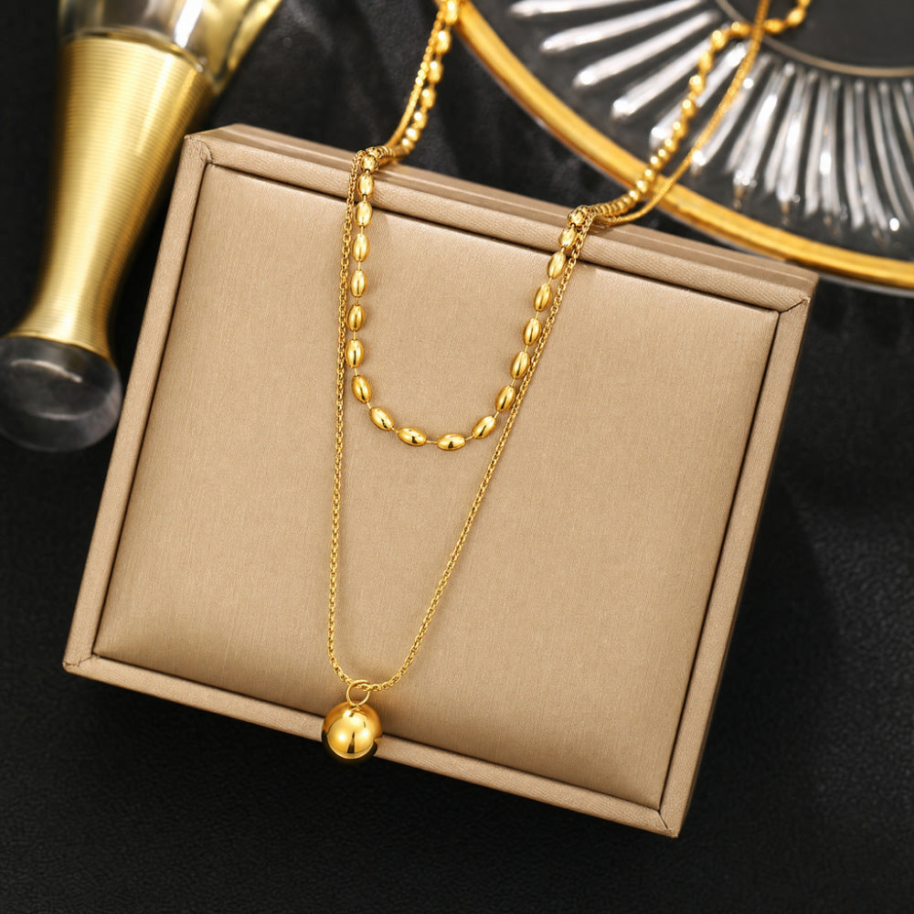 Gold Layered Ball Pendant Necklace