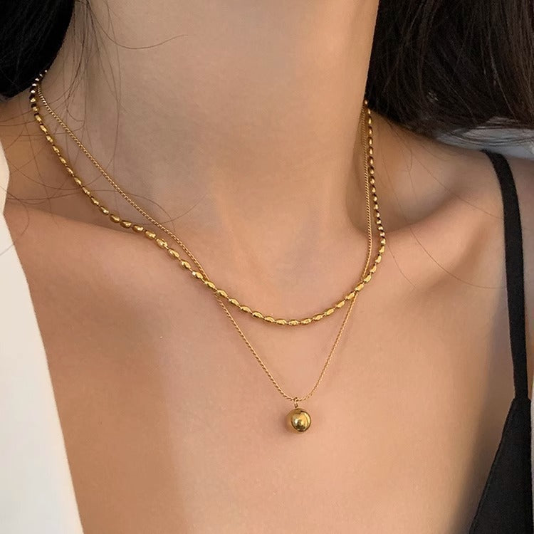 Gold Layered Ball Pendant Necklace