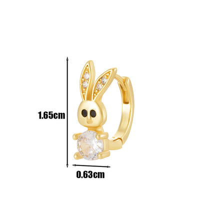 Gold Bunny Crystal Hoop Earrings