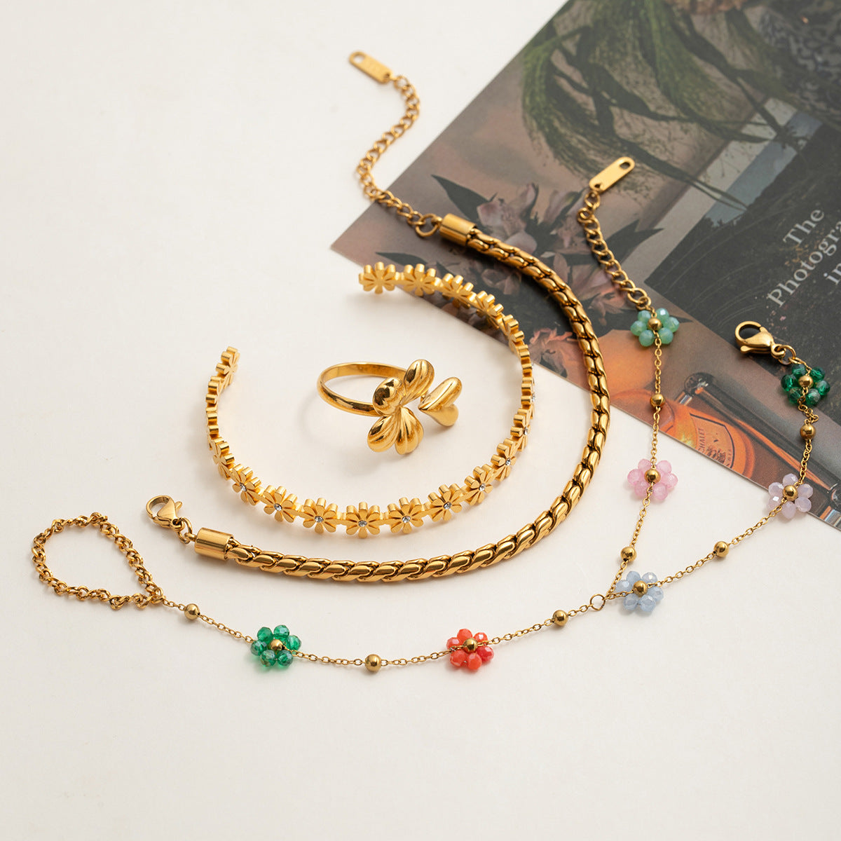 Gold Flower Bangle