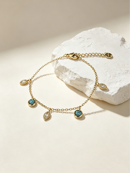 Gold Turquoise Charm Bracelet