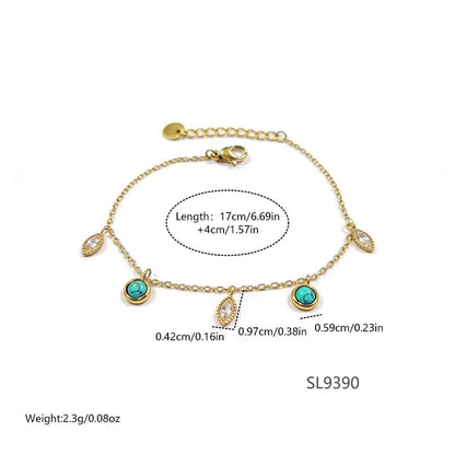 Gold Turquoise Charm Bracelet