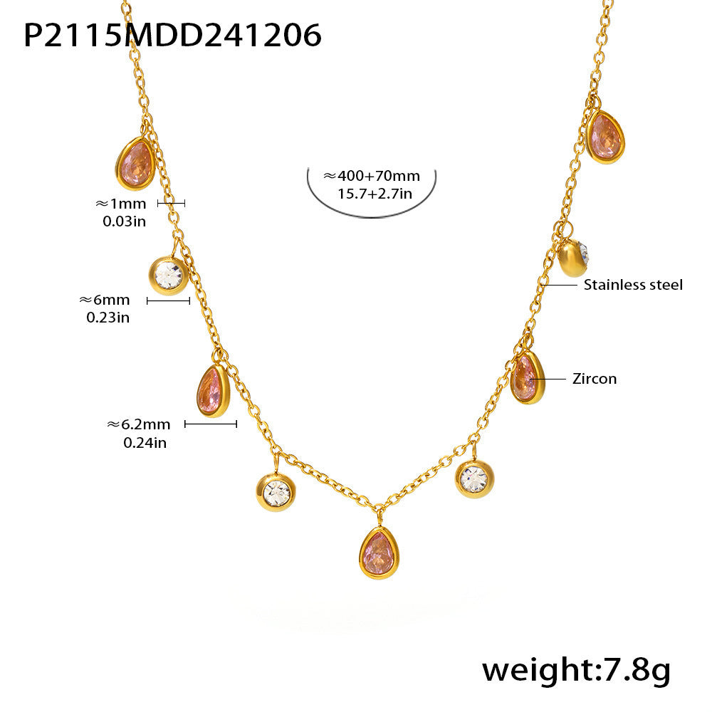 Dainty Gold Teardrop Charm Necklace(green)
