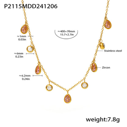 Dainty Gold Teardrop Charm Necklace(green)