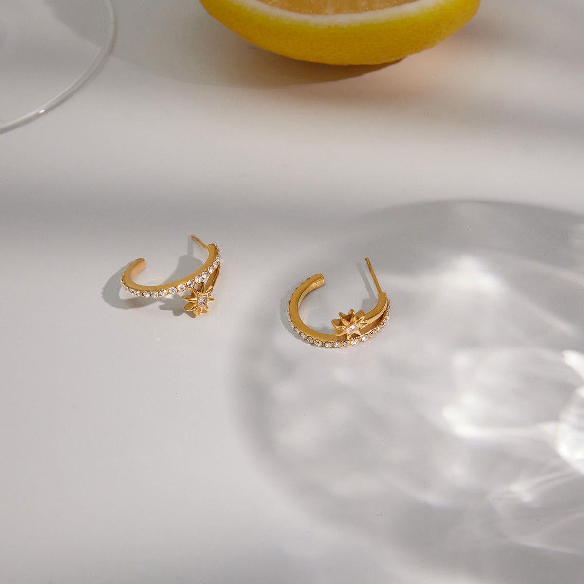 Celestial Star Crystal Hoop Earrings