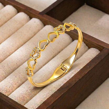 Gold Heart Crystal Bangle