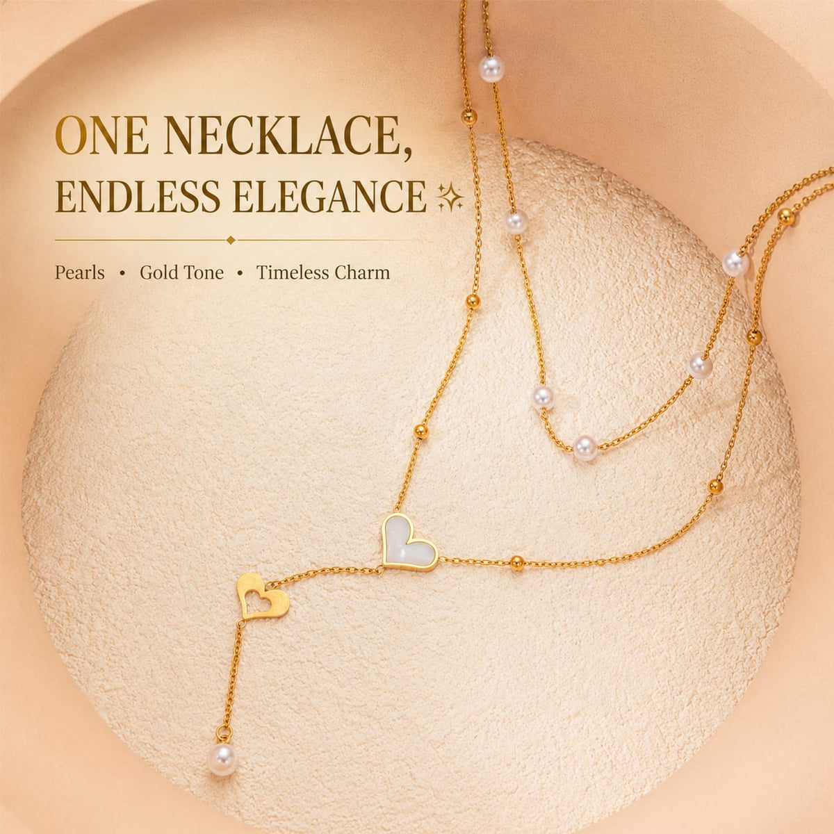 Delicate Pearl Heart Necklace –
