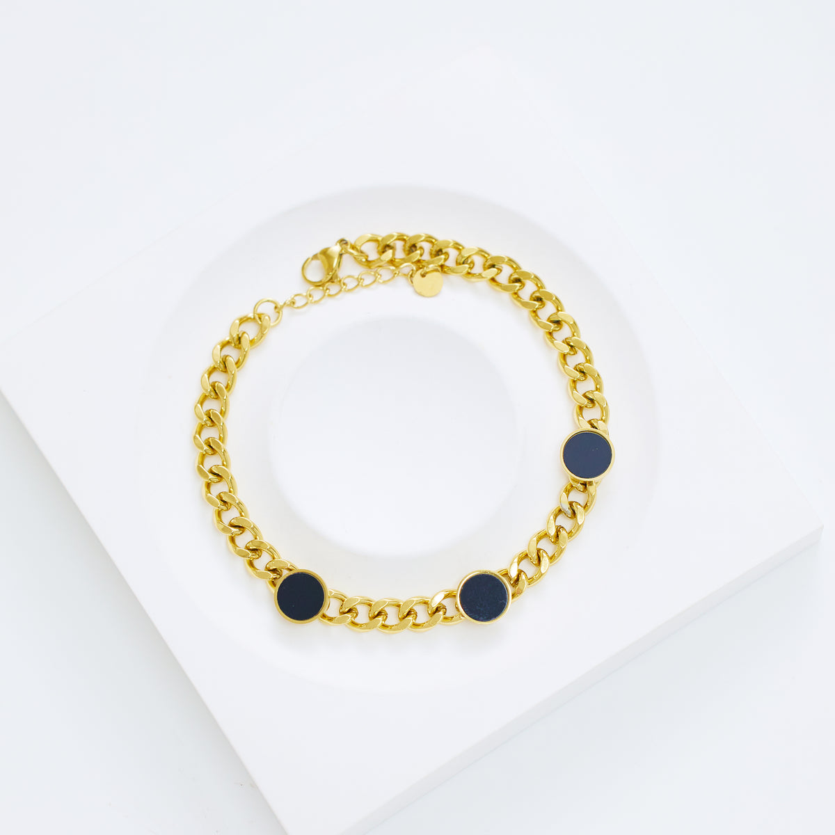 Black Stone Gold Chain Bracelet