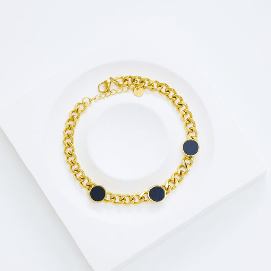 Black Stone Gold Chain Bracelet