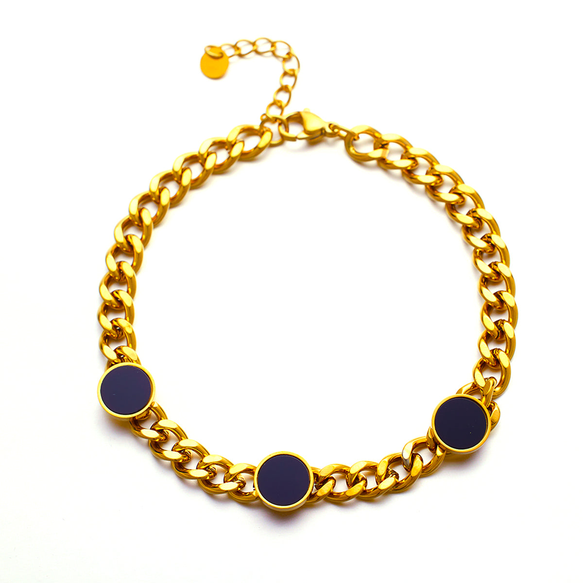 Black Stone Gold Chain Bracelet