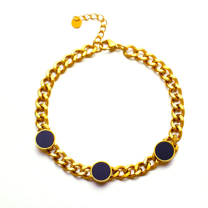Black Stone Gold Chain Bracelet