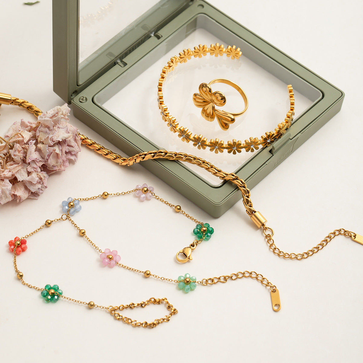 Gold Flower Bangle