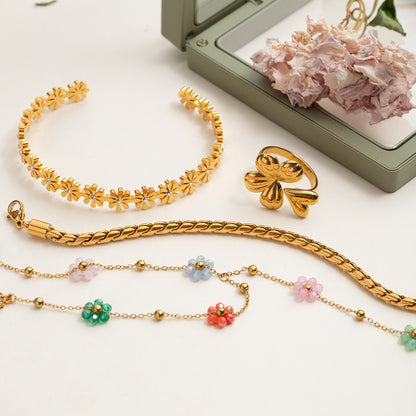 Gold Flower Bangle