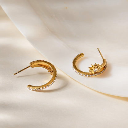 Celestial Star Crystal Hoop Earrings