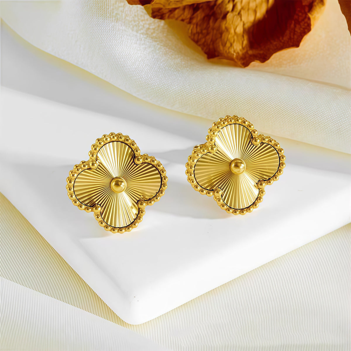 Golden Clover Stud Earrings ✨