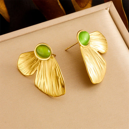 Golden Leaf Jewellery Set – Necklace & Earrings