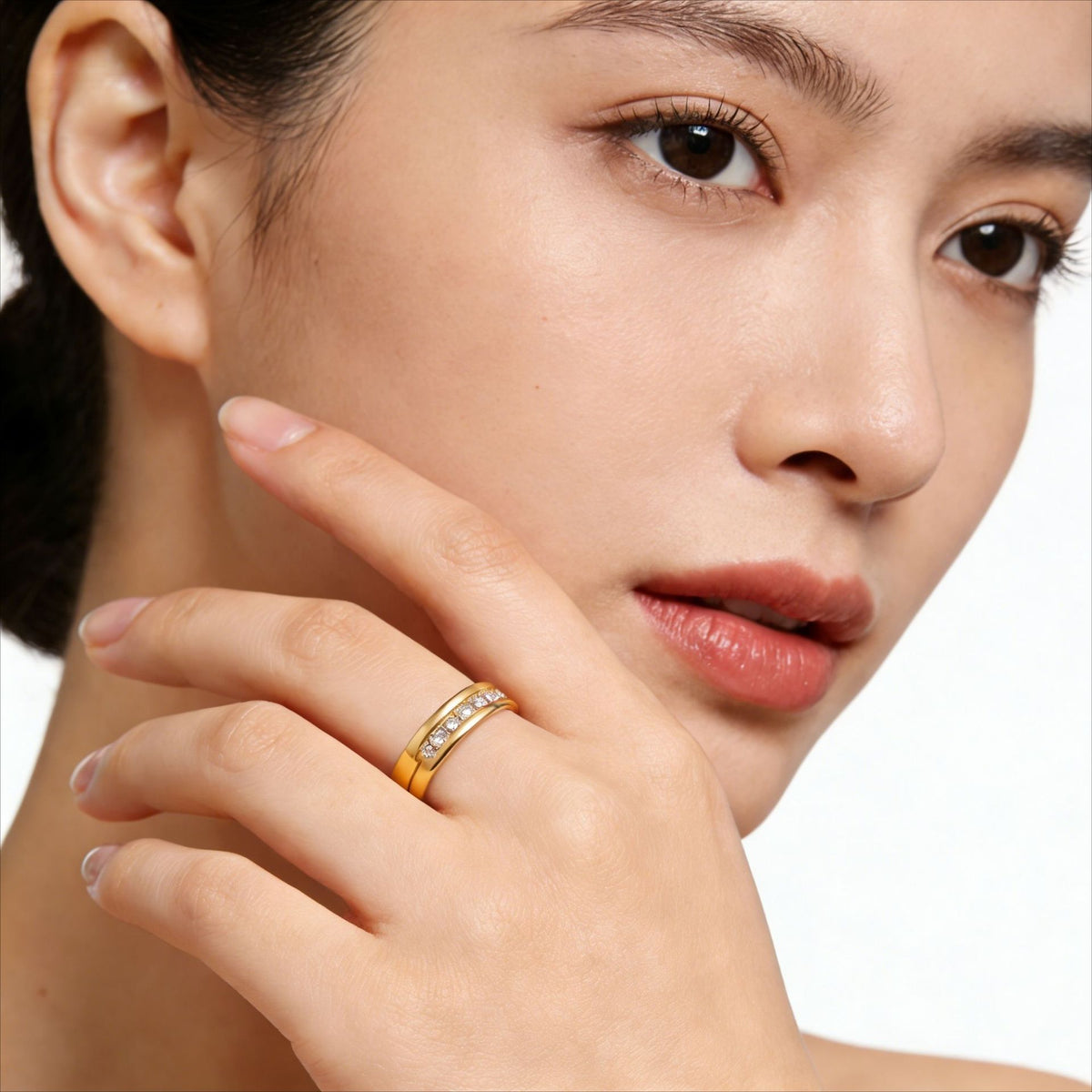 Gold Crystal Ring for Women