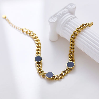Black Stone Gold Chain Bracelet