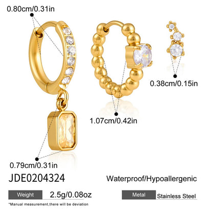 Golden Trio Huggie Earring Set