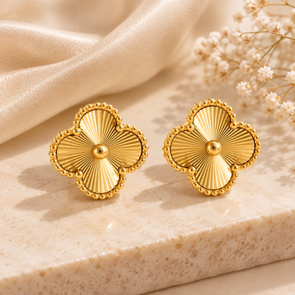 Golden Clover Stud Earrings ✨